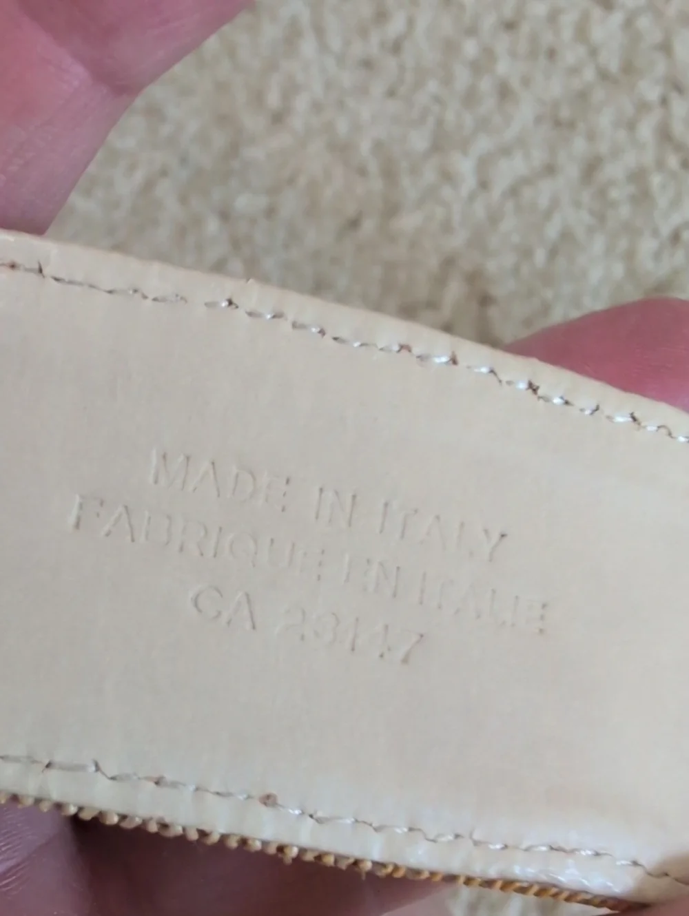 NWOT Talbots Womens Leather Underside Tan Canvas Belt with Brown Accents